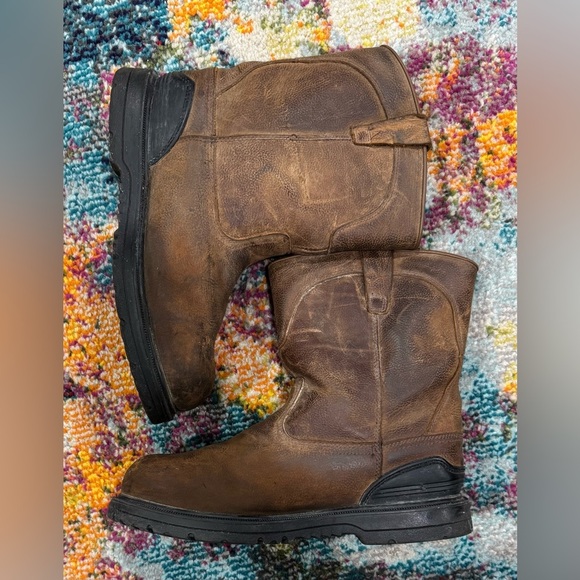 Herman Survivors Mens Bison Work Safety Boots Brown Leather Pull On US Size 11 - Picture 2 of 6